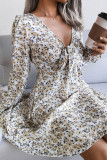 Fashion Casual Print Patchwork V Neck A Line Dresses