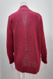 Casual Solid Patchwork Pocket V Neck Tops Sweater