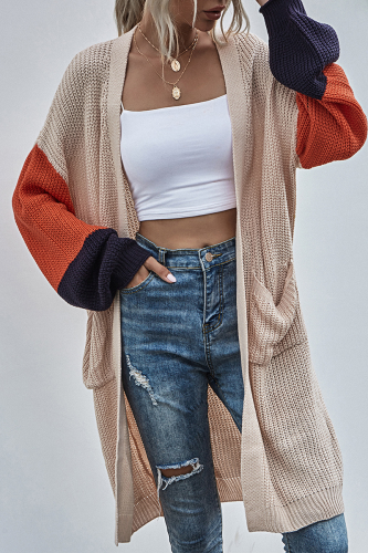 Casual Patchwork Pocket Contrast Tops Sweater
