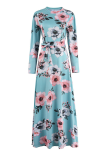 Fashion Print Patchwork Half A Turtleneck Cake Skirt Dresses