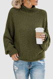 Casual Solid Patchwork Turtleneck Tops