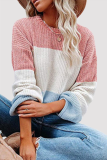 Fashion Casual Patchwork Contrast O Neck Tops