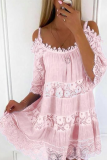 Fashion Solid Lace Spaghetti Strap Lace Dress Dresses