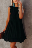 Casual Solid Flounce Half A Turtleneck Cake Skirt Dresses