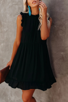 Casual Solid Flounce Half A Turtleneck Cake Skirt Dresses