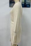 Fashion Solid With Belt O Neck Tops