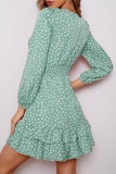 Fashion Street Print Patchwork V Neck Princess Dresses