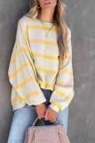 Casual Striped Printing O Neck Tops