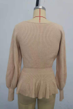 Casual Elegant Solid Patchwork O Neck Tops Sweater