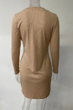 Fashion Solid Patchwork V Neck Pencil Skirt Dresses