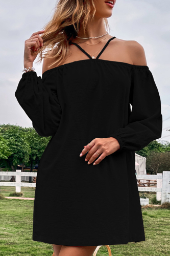 Fashion Solid Patchwork Halter Straight Dresses