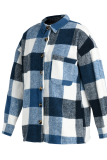 Casual Plaid Patchwork Turndown Collar Tops