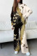 Casual Print Patchwork Turtleneck Long Sleeve Two Pieces
