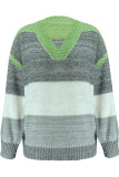 Casual Sweet Color Block Patchwork V Neck Tops
