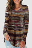 Casual Print Basic V Neck Tops