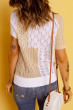 Casual Solid Patchwork O Neck Tops
