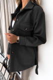 Casual Solid Patchwork Turndown Collar Outerwear