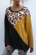 Casual Leopard Patchwork O Neck Tops