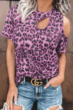 Fashion Street Leopard Patchwork O Neck T-Shirts