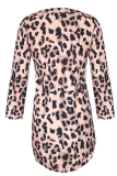 Fashion Print Patchwork Turndown Collar Straight Dresses