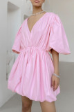 Fashion Casual Solid Patchwork V Neck Bud Dresses