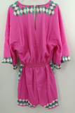 Casual Solid Patchwork V Neck Straight Rompers