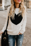 Casual Patchwork O Neck Tops