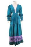 Elegant Print Solid Color A Line Dresses