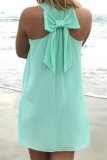 Casual Solid Patchwork O Neck Straight Dresses