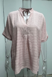 Fashion Solid Patchwork Turndown Collar Tops