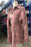 Casual Vintage Plaid Patchwork Buckle Turndown Collar Outerwear
