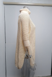 Casual Solid Slit Turtleneck Tops