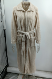 Casual Solid Patchwork Cardigan Collar Outerwear