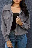 Fashion Solid Patchwork Buckle Turndown Collar Tops