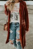 Fashion Casual Solid Patchwork Buttons Turn-back Collar Outerwear
