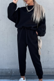 Fashion Casual Solid Patchwork Frenulum O Neck Long Sleeve Two Pieces