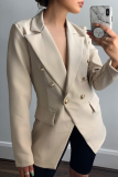 Elegant Solid Patchwork Buckle Turn-back Collar Outerwear