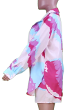 Casual Patchwork Tie-dye Turndown Collar Long Sleeve Three Pieces