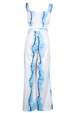 Casual Print Patchwork Square Collar Sleeveless Two Pieces