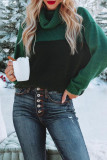 Street Color Block Contrast Turtleneck Tops