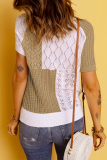Casual Solid Patchwork O Neck Tops