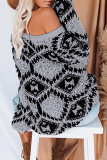 Casual Geometric Patchwork Contrast V Neck Tops