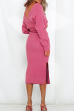 Casual Patchwork Lace V Neck Waist Skirt Dresses