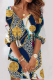 Casual Print Patchwork V Neck Straight Dresses