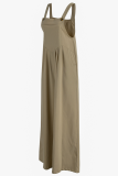 Casual Solid Patchwork Square Collar Loose Jumpsuits