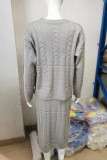 Casual Solid Solid Color O Neck Long Sleeve Two Pieces