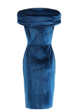 Sexy Solid Patchwork Off the Shoulder Pencil Skirt Dresses