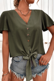 Casual Dot Patchwork V Neck Tops