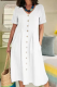 Casual Solid Buckle V Neck Straight Dresses