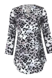Fashion Print Patchwork Turndown Collar Straight Dresses